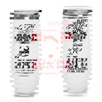 God Gifted Me Two Titles Mom And Auntie Gifts Wine Tumbler - Thegiftio UK