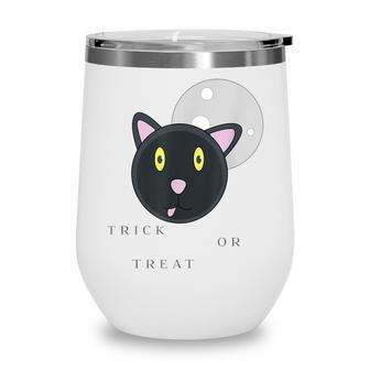 Graphic Black Cat Halloween T - Trick Or Treat Wine Tumbler - Seseable