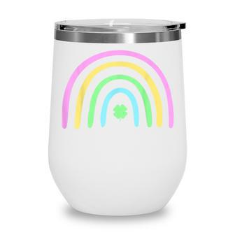 Green Four Leaf Clover Rainbow St Patricks Day Wine Tumbler - Thegiftio UK