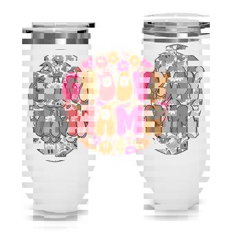 Groovy Mama Hippie Retro Daisy Flower Smile Face V2 Wine Tumbler - Thegiftio