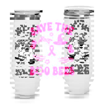 Groovy Save The Boo Bees Funny Breast Cancer Halloween Retro Wine Tumbler - Thegiftio