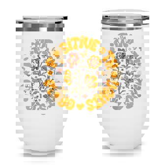 Grow Positive Thoughts Retro Hippie Butterfly And Flower Wine Tumbler - Thegiftio