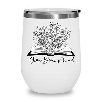 Grow Your Mind T Wildflower Book Floral Wine Tumbler - Thegiftio UK