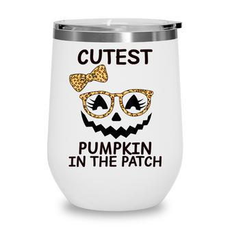 Halloween Cutest Pumpkin In The Patch Girl Halloween Pumpkin Wine Tumbler | Seseable UK