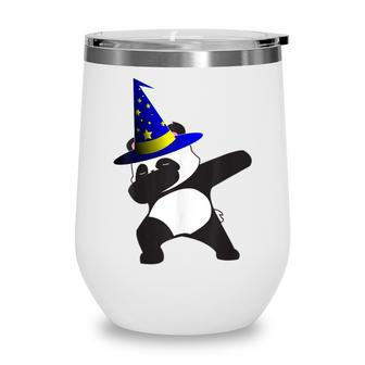 Halloween Dabbing Wizard Panda Bear Magic Witch Hat Gift Wine Tumbler - Seseable