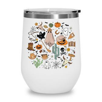 Halloween Icon Bundle Cowboy Ghost Pumpkin Cute Boo Cactus Wine Tumbler - Thegiftio UK