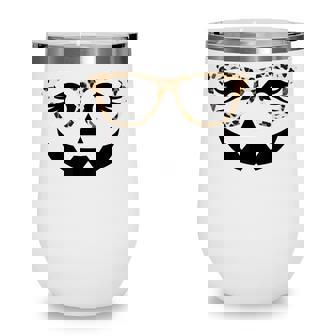 Halloween Jack O Lantern Face Pumpkin Leopard Glasses Decor Wine Tumbler - Seseable