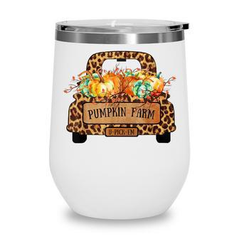 Halloween Pumpkin Farm Farmer Leopard Truck Farmers Wife Wine Tumbler - Seseable