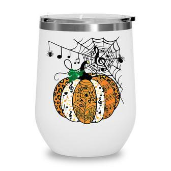 Halloween Pumpkin Music Symbols Music Teacher Halloween V2 Wine Tumbler - Thegiftio UK
