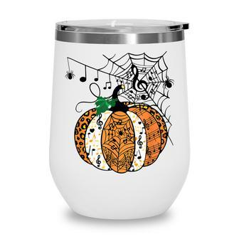 Halloween Pumpkin Music Symbols Music Teacher Halloween Wine Tumbler - Seseable