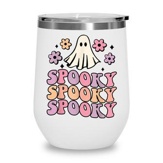 Halloween Retro Groovy Spooky Ghost Boo Funny Women Kids V2 Wine Tumbler - Thegiftio UK