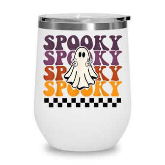 Halloween Retro Groovy Spooky Ghost Boo Funny Women Kids V3 Wine Tumbler - Thegiftio UK