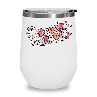 Halloween Retro Groovy Spooky Ghost Boo Funny Women Kids Wine Tumbler - Thegiftio UK