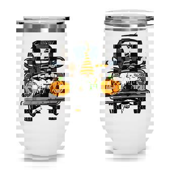 Halloween Truck Gnomes Pumpkin Funny Thanksgiving Wine Tumbler - Seseable