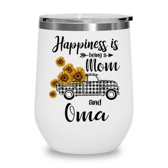 Happiness Is Being A Mom And Oma Sunflower Gifts Wine Tumbler - Thegiftio UK