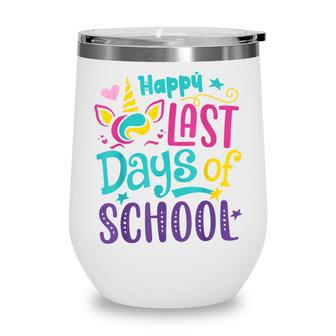 Happy Last Day Of School Unicorn Teacher Student Graduation V2 Wine Tumbler - Thegiftio UK