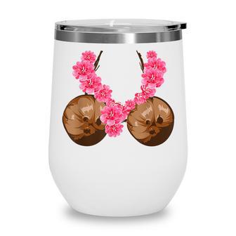 Hawaiian Coconut Bra Cool Halloween Flowery Wine Tumbler - Thegiftio UK