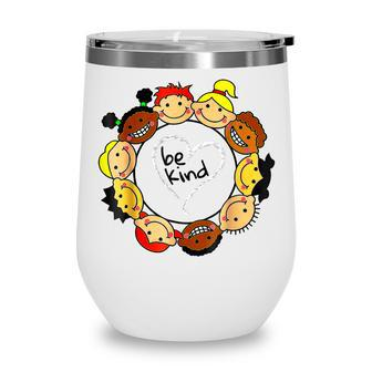 Heart Be Kind Kindness Anti Bullying Orange Unity Day 2022 Wine Tumbler - Thegiftio UK