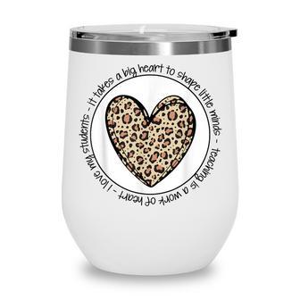 Heart With Leopard Pattern Men Women Teacher Wine Tumbler - Thegiftio UK