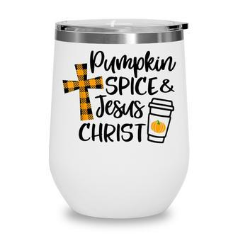 Hello Fall Pumpkin Spice & Jesus Christ Fall Christian Gift Wine Tumbler - Thegiftio UK