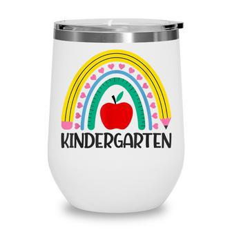 Hello Kindergarten Rainbow Teacher Student Back To School Wine Tumbler - Thegiftio UK