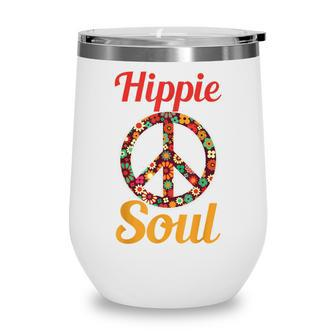 Hippie Soul Daisy Flower Peace Sign Flower Lover Wine Tumbler - Thegiftio UK