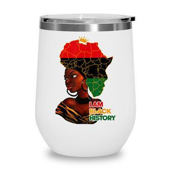 I Am Black History Melanin Pride Africa Map Hair Black Queen V2 Wine Tumbler - Seseable
