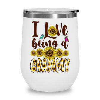 I Love Being A Grammy Sunflower V2 Wine Tumbler - Thegiftio UK