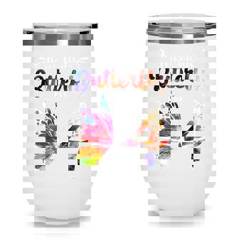 Kids 4 Year Old Butterfly Birthday Girls 4Th Girl Party Wine Tumbler - Thegiftio