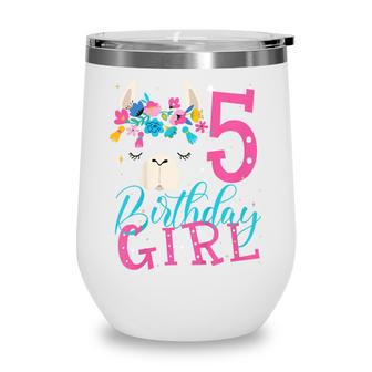 Kids 5 Year Old Gifts 5Th Birthday Girl Ns Funny Llama Wine Tumbler - Thegiftio UK