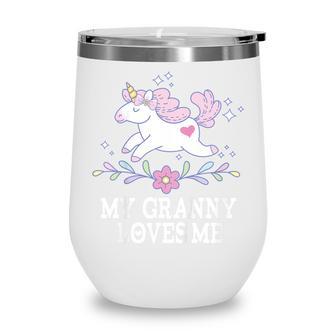 Kids My Granny Loves Me Granddaughter Girl Unicorn Wine Tumbler - Thegiftio UK
