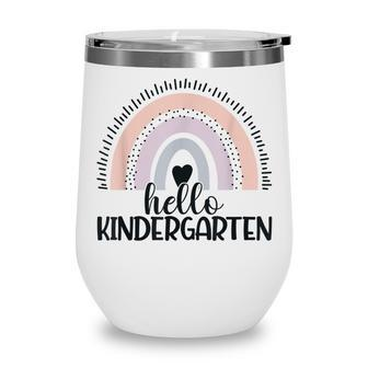 Kindergarten Rainbow Teacher Hello Kinder Rainbow Boys Girls V2 Wine Tumbler - Thegiftio UK