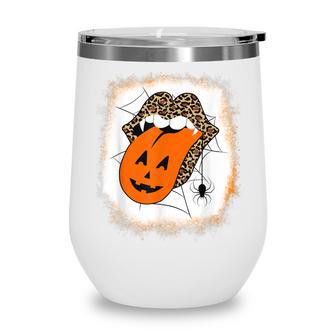 Leopard Lips Halloween Lips Vampire Mouth Pumpkin Tongue V2 Wine Tumbler - Seseable