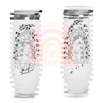 Leopard Rainbow 9Th Birthday Girl Gifts 9 Year Old Wine Tumbler - Thegiftio