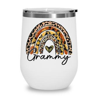Leopard Rainbow Blessed Grammy Funny Grammy Mothers Day Wine Tumbler - Thegiftio UK