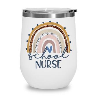Leopard Rainbow Nursing 1St Day Of School School Nurse Wine Tumbler - Thegiftio UK