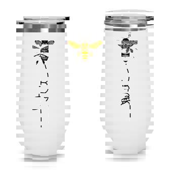 Let It Bee Hand Drawn Sweet Bees Beekeeper Line Art Girl Wine Tumbler - Thegiftio UK
