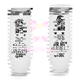 Loud Proud Baseball Grandma Life Messy Bun Leopard Game Day Wine Tumbler - Thegiftio