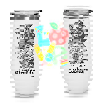Love Lunch Lady Apples Funny Back To School Teacher Wine Tumbler - Thegiftio UK