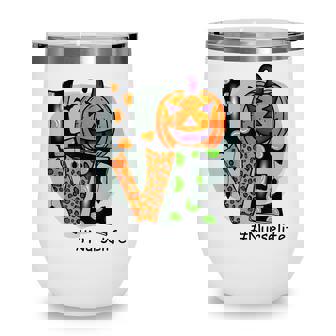Love Nurse Pumpkin Fall Halloween Thanksgiving Women Men Wine Tumbler - Thegiftio UK