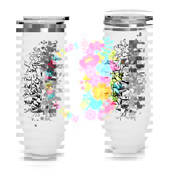 Mental Health Matters Flowers Spread Mental Health Awareness Wine Tumbler - Thegiftio UK
