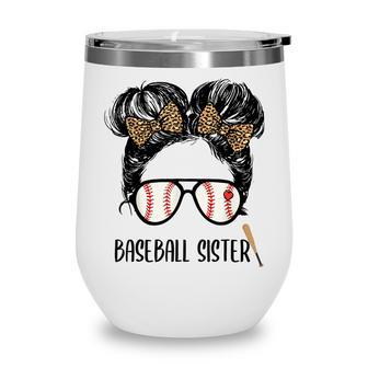 Messy Bun Baseball Sister Women Mama Mothers Day Mothers Wine Tumbler - Thegiftio UK