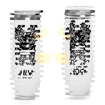 Messy Bun Kid Life Leopard Matching Mom Daughter Girl Kids V2 Wine Tumbler - Thegiftio