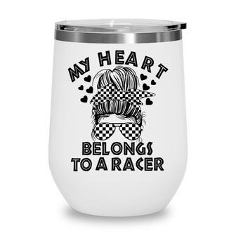 Messy Bun Racing Dirt Track Racing Racers Wife Mother Day Wine Tumbler - Thegiftio UK