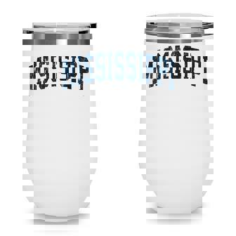Mississippi Vintage Varsity Sports Navy Text Wine Tumbler - Thegiftio