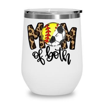Mom Of Both Softball And Soccer Leopard Wine Tumbler - Thegiftio