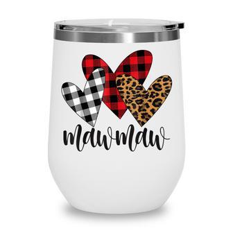 Mothers Day Leopard Mawmaw Buffalo Plaid Mawmaw Lover Wine Tumbler - Thegiftio UK