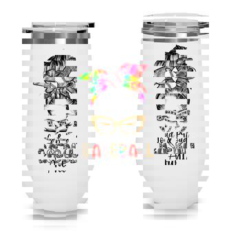 Mothers Day Loud & Proud Baseball Aunt Messy Bun Leopard Wine Tumbler - Thegiftio UK