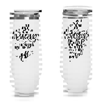 On Wednesday We Wear Pink Breast Cancer Awareness Women Wine Tumbler - Thegiftio