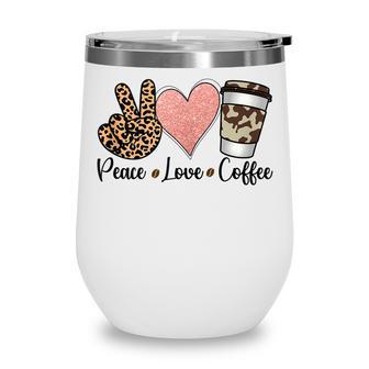 Peace Love Coffee Funny Half Coffee Half Teacher Gift Women Wine Tumbler - Thegiftio UK